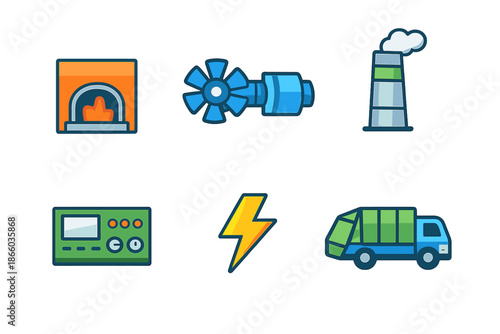 Set of industrial and utility icons