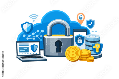 Digital Security and Cryptocurrency Concept
