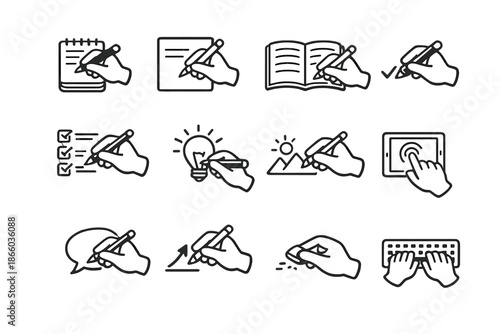 Collection of Hand Writing and Drawing Icons