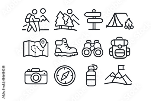 Camping and hiking icons