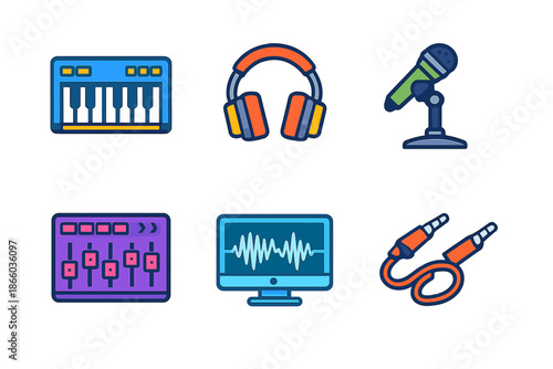 Music Production Equipment Icons