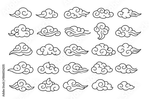 Collection of traditional Asian cloud motifs