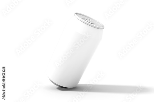 Mockup template featuring a blank white beverage aluminum can ready for custom product branding designs