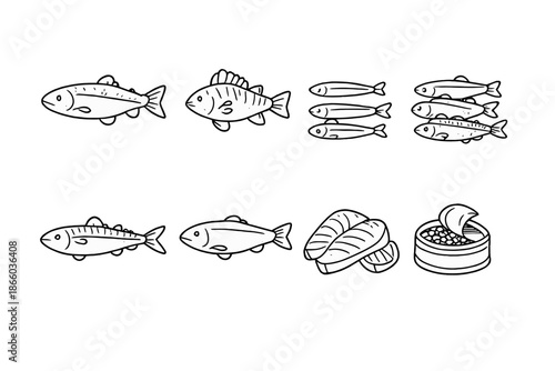 Collection of stylized fish illustrations