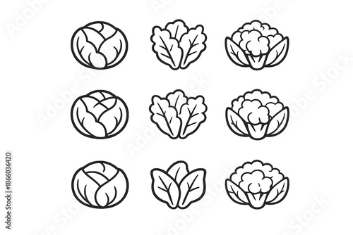 Set of three stylized vegetables icons