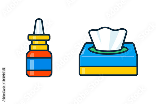 Nasal spray and tissue box icons