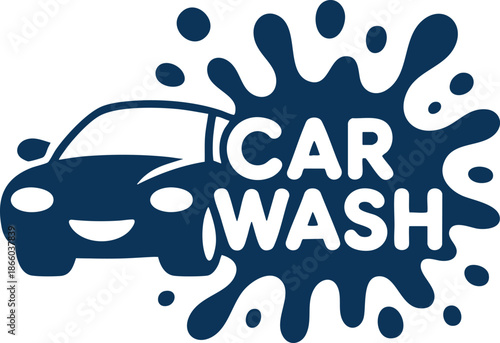 Car Wash Logo with Bubbles and Pressure Spray Graphic