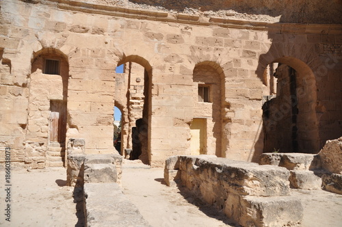 The Amphitheater of El-Djem, the second largest historic amphitheater in the world, built by the Romans in the 3rd century AD. Africa, Tunisia,