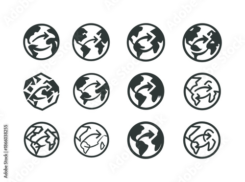 International Trade Symbols. international trade agreements and summits. Icon set. Set Logo of international trade agreements and summits: trade route arrows