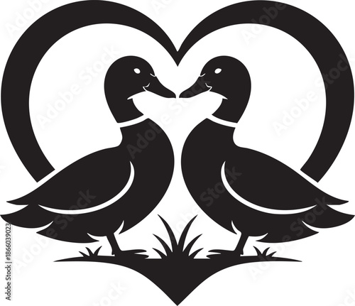 Two ducks forming a heart shape a symbol of love and companionship
