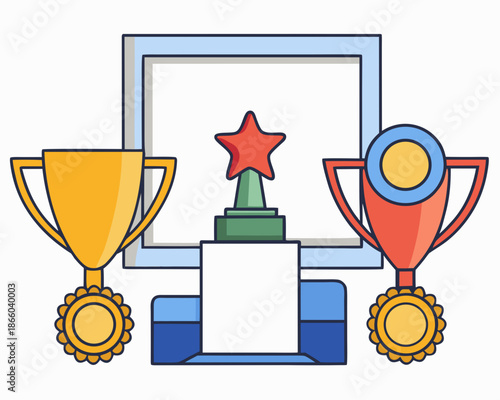 Awards and achievements display, vector