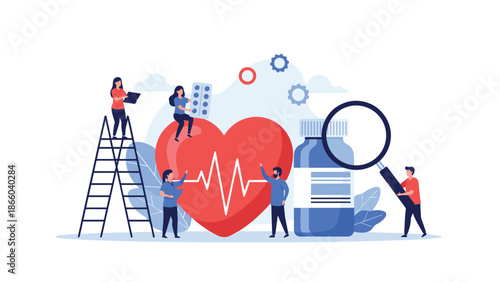 Hand holding a smartphone to buy broccoli from a mobile app with a full paper grocery bag of fresh vegetables representing online shopping.