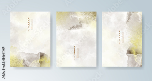 Set of cards with bright colorful vector watercolor background. Design for your date, postcard, banner.