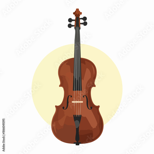 Minimalist illustration of a classical string instrument (cello or viola)