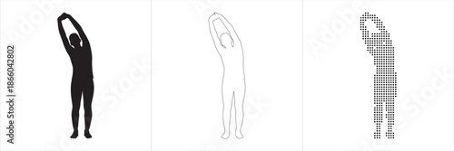 Tree Pose Yoga Silhouette Set – Solid, Dotted, and Outline Styles