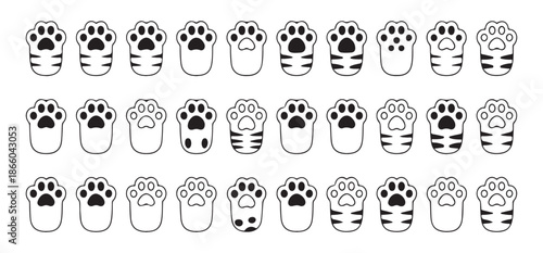 Cat paw vector doodle tiger stripes kitten paw print cartoon character breed line animal illustration