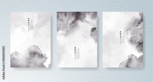 Set of cards with bright colorful vector watercolor background. Design for your date, postcard, banner.