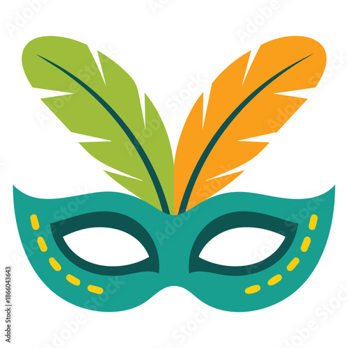 Brazil carnival celebration mask with feathers vector illustration isolated on white