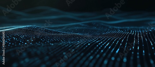 Wallpaper Mural Abstract Digital Network with Glowing Blue Particles and Wavy Lines Torontodigital.ca