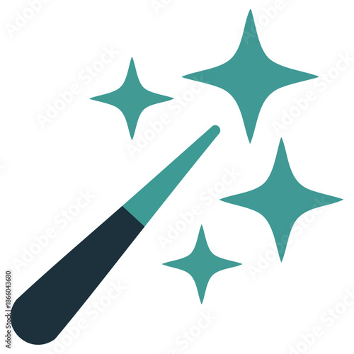 Flat style icon magic wand block vector illustration design isolated on white