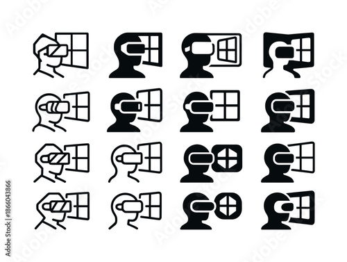 Virtual Reality Logo Set. Virtual reality and its impact on the internet experience. Icon set. Set Logo of Virtual reality and its impact on the internet