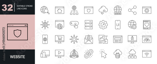 Website icon set. Editable line icons. Vector illustration.