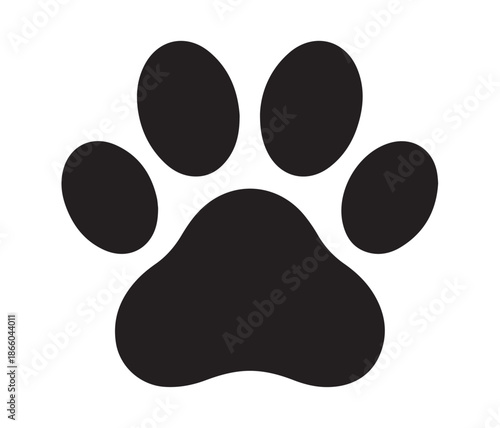Black animal paw print vector illustration isolated icon for pet care branding and veterinary business identity art