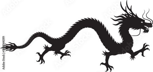 Asian Dragon Silhouette Vector 