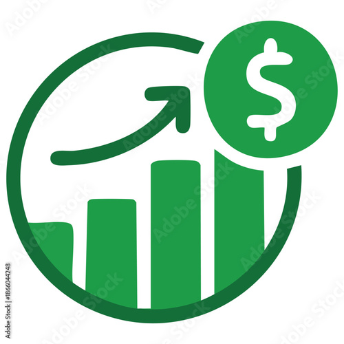 Rounded flat sales vector icon eco green gray colors on white background isolated