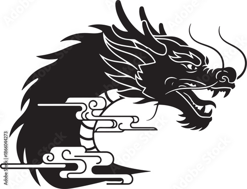 Asian Dragon Silhouette Vector 
