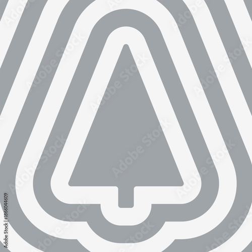 Rounded Concentric Christmas Tree Silver Background