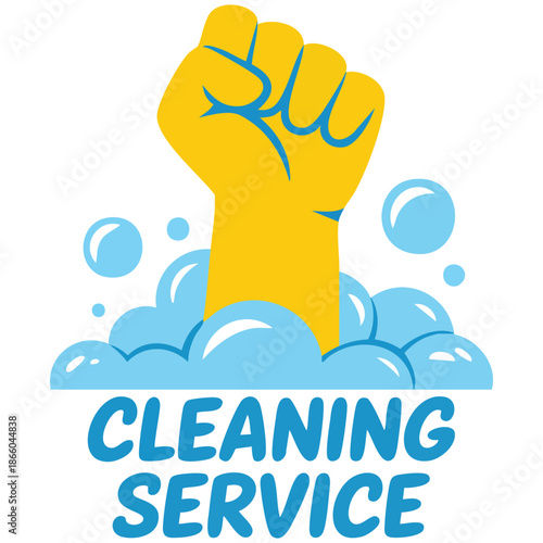 Logo symbol label template for cleaning service hand with sponge washing vector