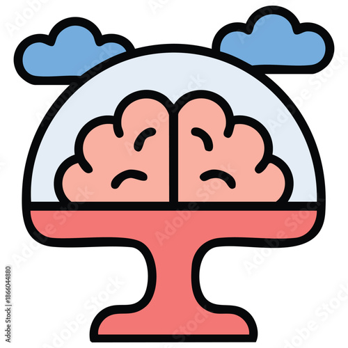 Brain jar vector flat icon design illustration symbol on plain white background eps