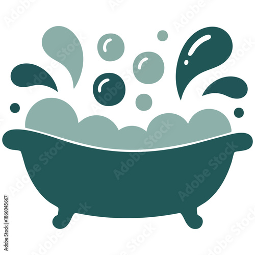 Bath for cute little baby vector glyph icon graph symbol for children newborn babies