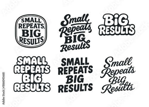 Diverse Lettering Styles. Small repeats, big results. Set lettering. harmonious lettering variations of the same emblematic concept, each with different