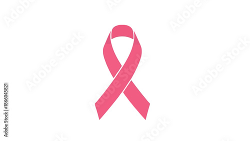 Vector  illustration of Pink awareness ribbon icon, isolated on white background