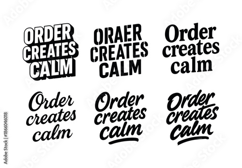 Harmonious Lettering Grid. Order creates calm. Set lettering. harmonious lettering variations of the same emblematic concept, each with different artistic