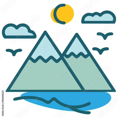Hill station vector flat icon for web isolated on plain white background eps file design