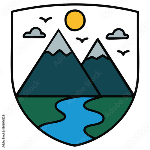 Vector flat icon for hill station web isolated on solid white background eps file design