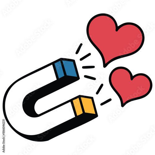 Love attraction vector filled outline icon design illustration on white background eps