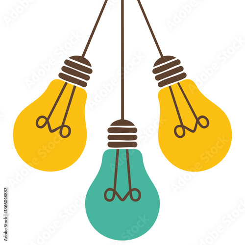decorative colorful hanging light bulbs with glowing filaments vector illustration isolated on white background