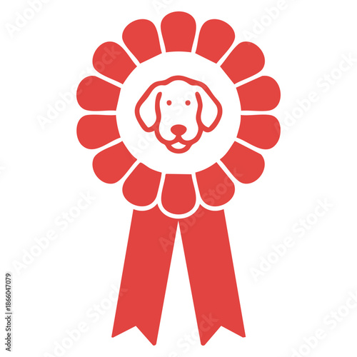 dog show award ribbon rosette the championship for pets flat vector illustration isolated on white background