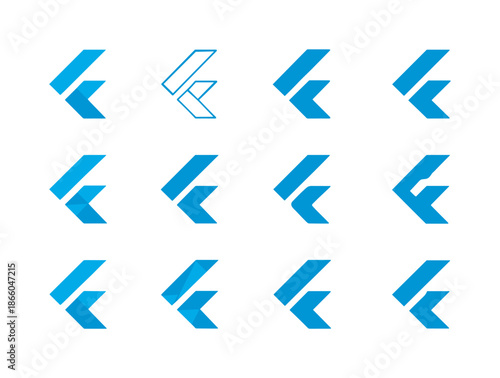 Flutter Logo Variations. Flutter. Icon set. Set Logo of Flutter: flutter mobile logo. harmonious logo variations of the same emblematic concept, each with
