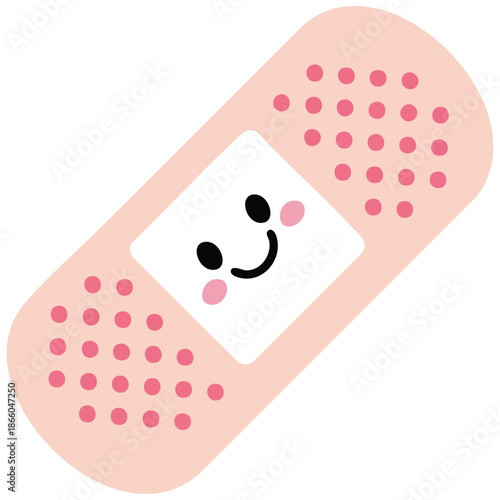 medical plaster strip cute flat vector illustration isolated on white blood donation or wound treatment concept