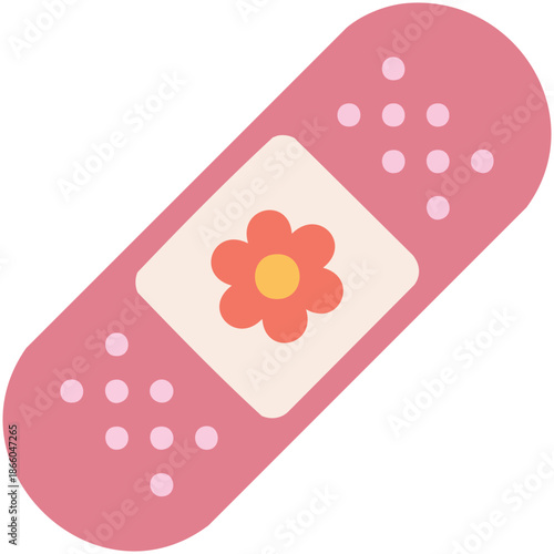 flat vector illustration of cute adhesive plaster medical strip isolated on white wound treatment concept