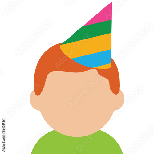 young man with party hat avatar character vector illustration isolated on white background