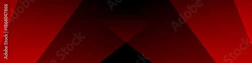 Black and red abstract banner with triangle pattern, cross shape, modern geometric texture, diagonal rays and angles	