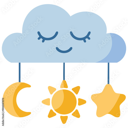 cute cloud and star moon sun design for baby shower decoration vector illustration isolated on white background