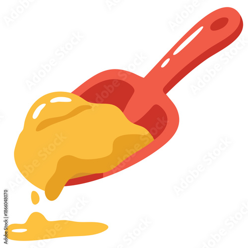 vector illustration of a pile of golden beach sand with children toy scoop kid summer game