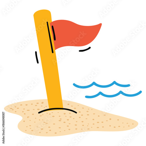 lifeguard safety flag icon vector illustration isolated on white background